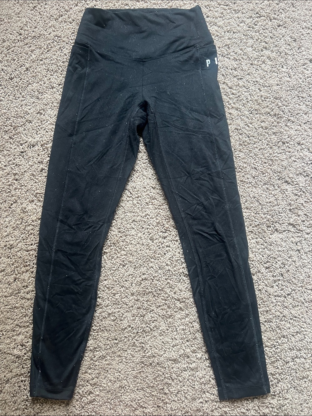 PINK Victoria's Secret Black High-Rise Leggings with Side Pockets size XS